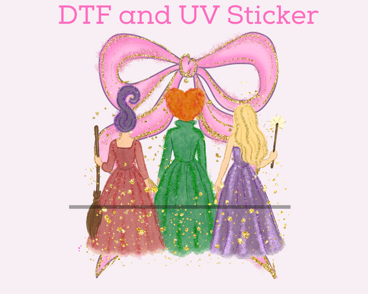 Magical Halloween Sisters with Bow DTF TRANSFER or UV DTF STICKER