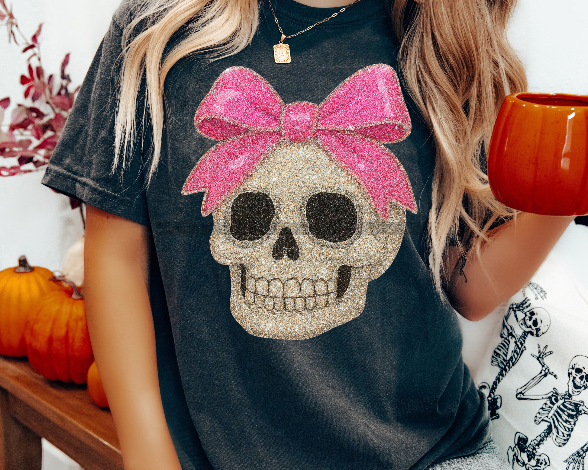 Girl Skull with Bow Halloween DTF TRANSFER