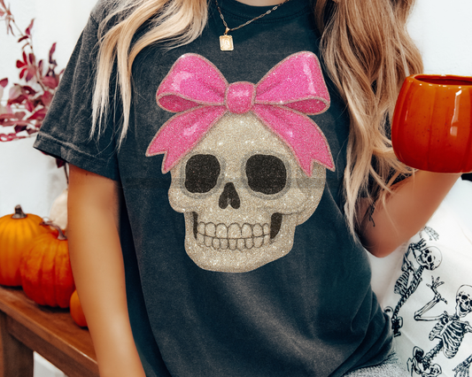 Girl Skull with Bow Halloween DTF TRANSFER