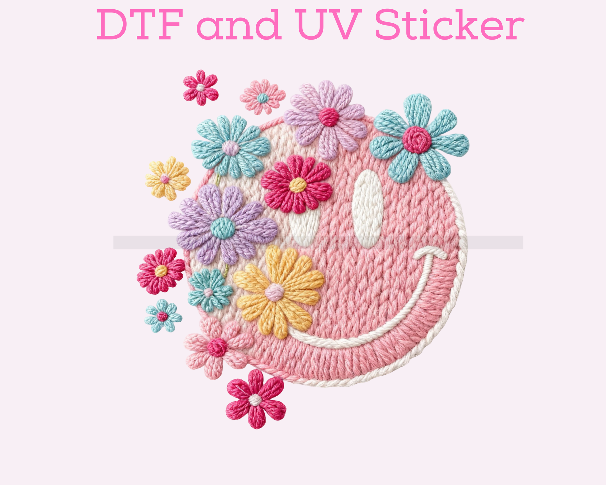 Spring Happy Face Floral DTF TRANSFER or UV DTF STICKER