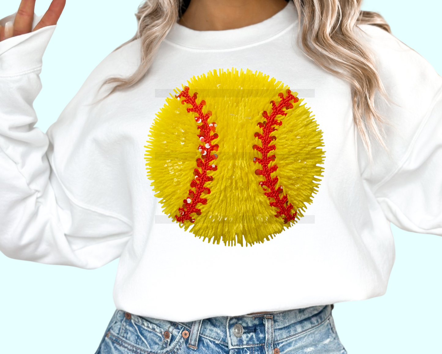 Softball Faux Texture DTF TRANSFER or UV DTF STICKER DECAL