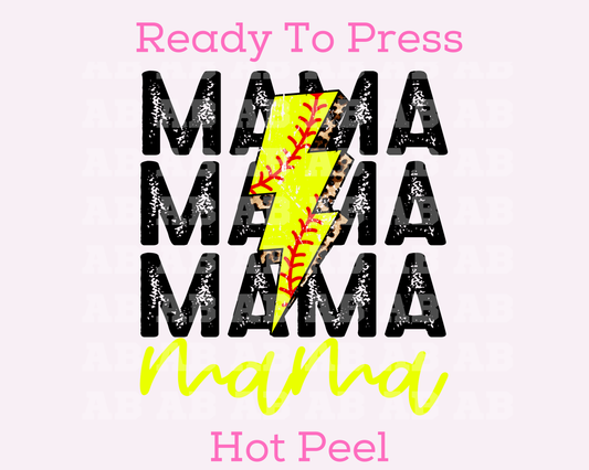 Softball Mama (Distressed) Softball Mom DTF TRANSFER or UV DTF STICKER DECAL