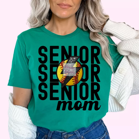 Senior Softball Mom (Faux Embroidery) Mom Softball DTF TRANSFER or UV DTF STICKER DECAL