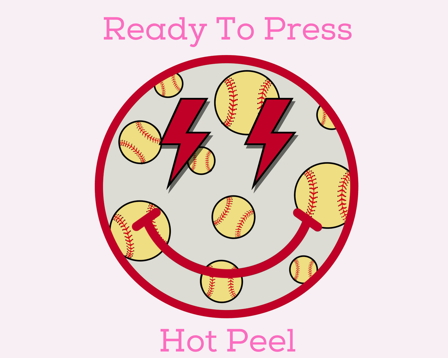 Softball Smiley Softball DTF TRANSFER or UV DTF STICKER DECAL