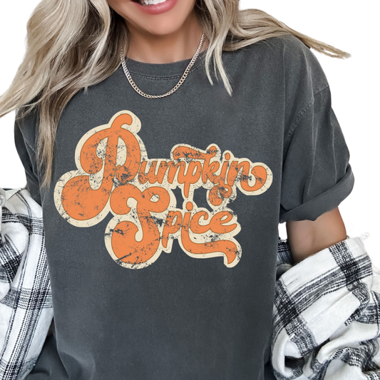 Retro Pumpkin Spice Distressed Fall DTF TRANSFER or UV DTF STICKER DECAL