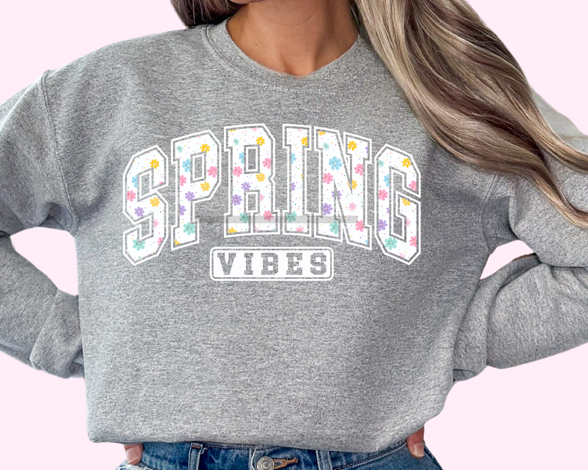 Floral Spring Varsity Letters DTF TRANSFER or UV DTF STICKER DECAL