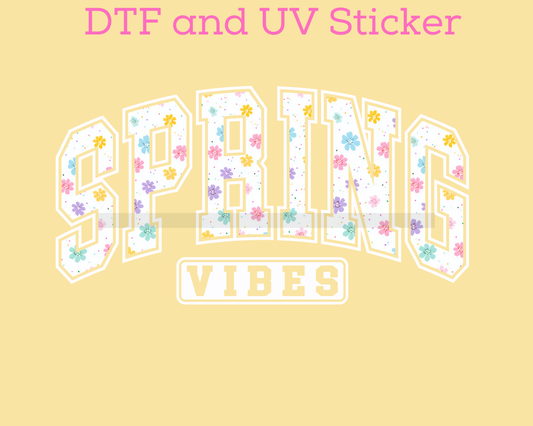 Floral Spring Varsity Letters DTF TRANSFER or UV DTF STICKER DECAL