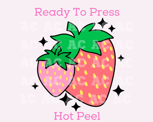 Strawberry Duo DTF TRANSFER or UV DTF STICKER