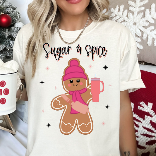 Sugar And Spice Gingerbread (Cursive) DTF TRANSFER or UV DTF STICKER
