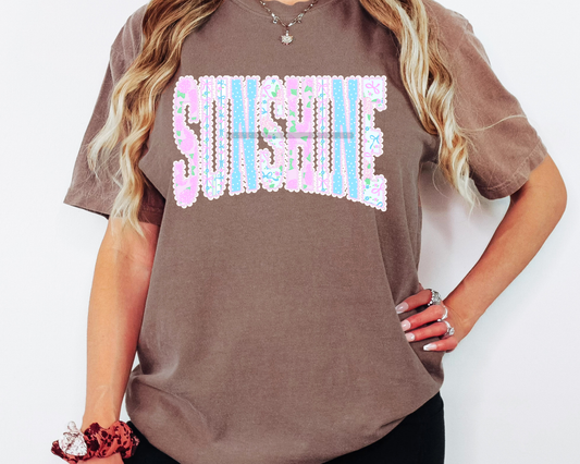 Sunshine Varsity Letters DTF TRANSFER or UV DTF STICKER