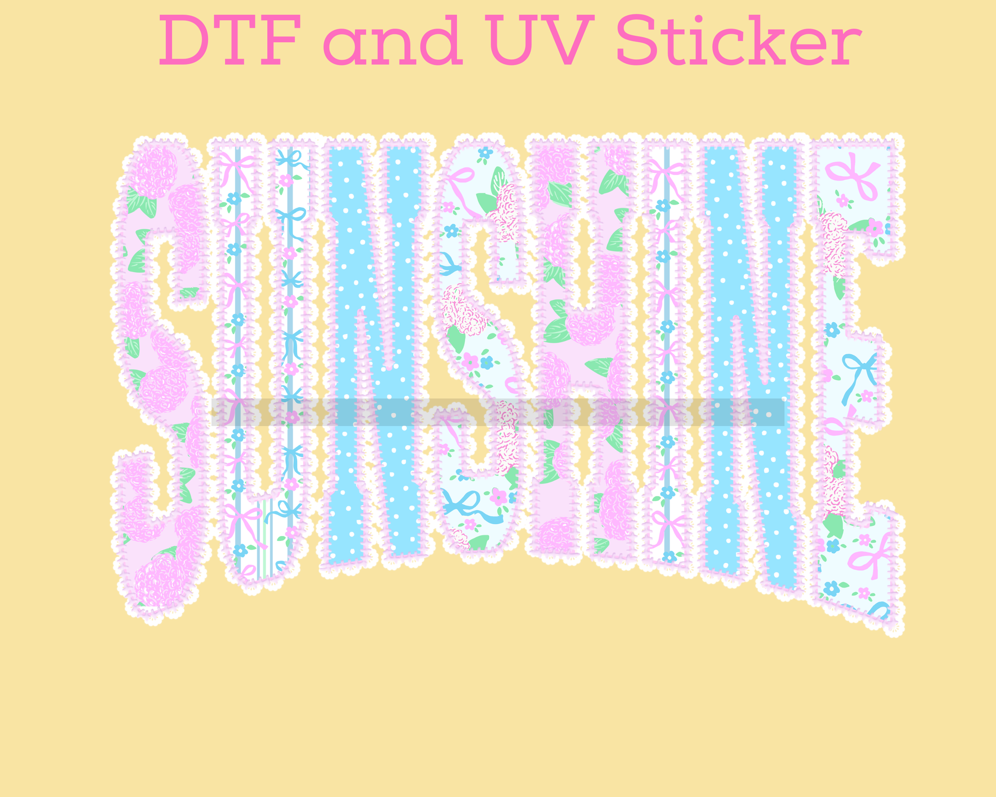 Sunshine Varsity Letters DTF TRANSFER or UV DTF STICKER