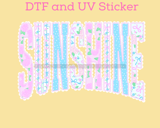 Sunshine Varsity Letters DTF TRANSFER or UV DTF STICKER
