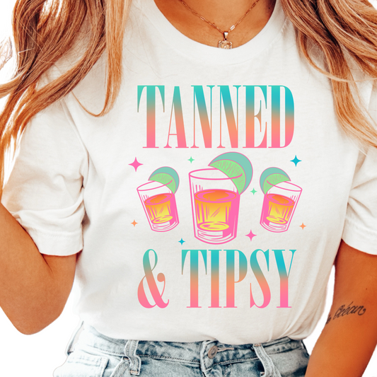 Tanned & Tipsy Summer DTF TRANSFER or UV DTF STICKER