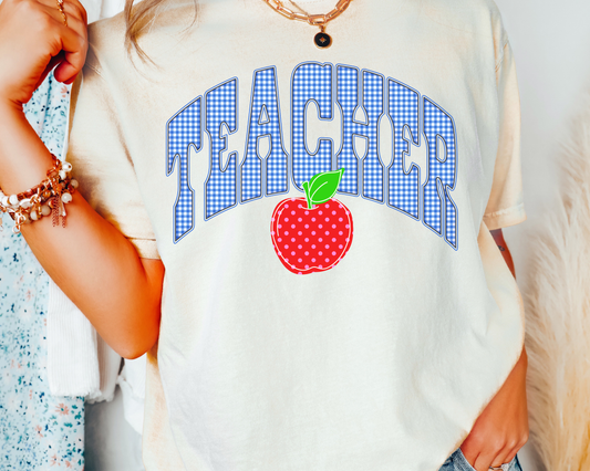 Teacher Gingham DTF TRANSFER or UV DTF STICKER DECAL