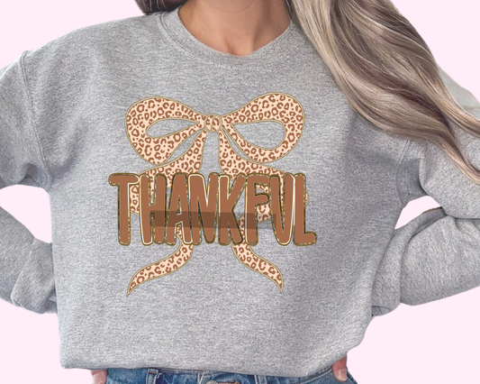 Coquette Bow Cheetah Thankful Thanksgiving DTF TRANSFER or UV DTF STICKER