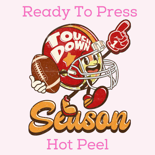 Retro Football Touchdown Season DTF TRANSFER or UV DTF STICKER DECAL