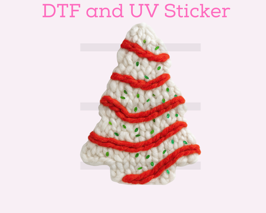 Cake Faux texture Christmas Tree Christmas DTF TRANSFER or UV DTF STICKER