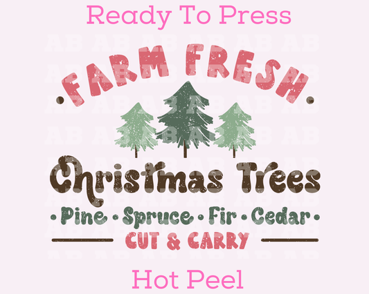 Farm Fresh Christmas Trees Christmas DTF TRANSFER or UV DTF STICKER