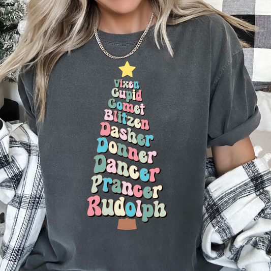 Tree Of Reindeer Names DTF TRANSFER or UV DTF STICKER