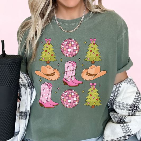 Cowgirl Christmas Glitter Collage Western Christmas DTF TRANSFER or UV DTF STICKER