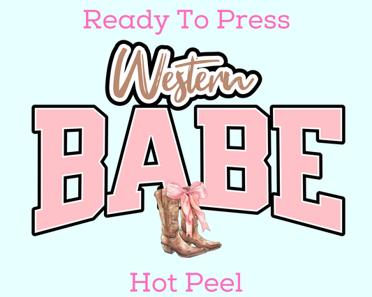 Western Babe Coquette Bow Cowgirl Boots Western DTF TRANSFER