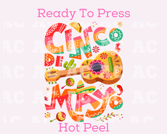 Cinco De Mayo (Multi-Color) DTF TRANSFER or Uv Dtf Sticker