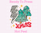 Checkered Xmas Bolt And Trees (Distressed) Christmas DTF TRANSFER  or UV DTF STICKER