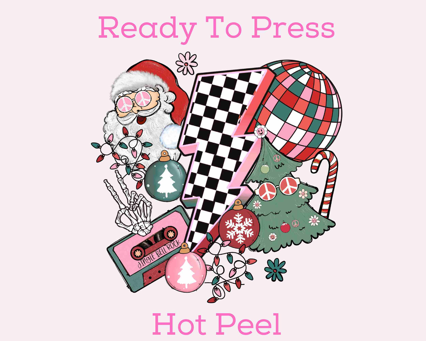 Christmas Bolt Collage DTF TRANSFER or UV DTF STICKER