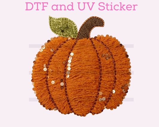 Faux Yarn Pumpkin Fall Halloween DTF TRANSFER